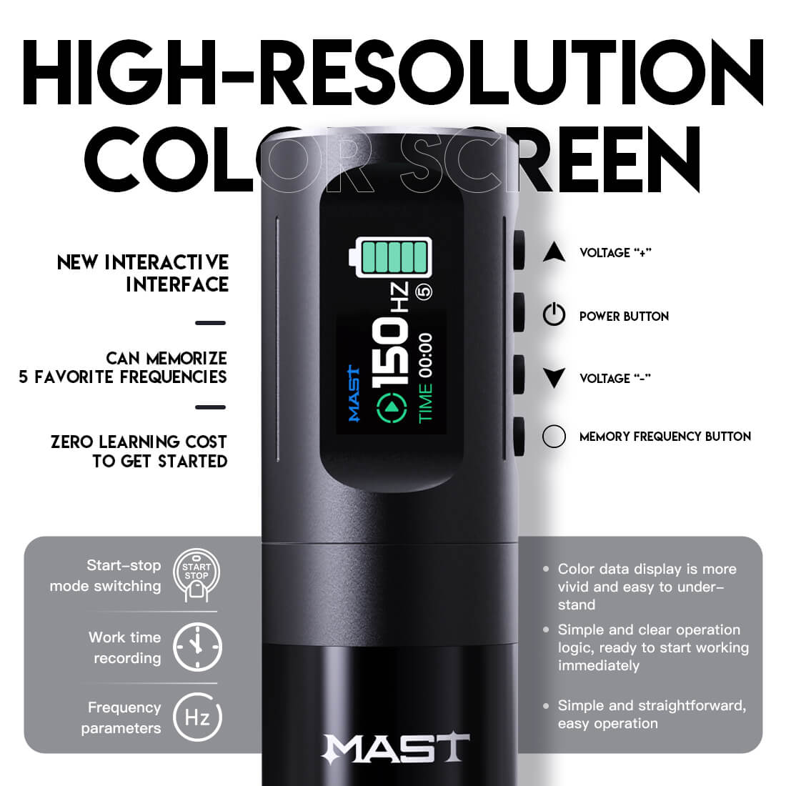 MAST Wireless Tattoo Pen Machine with 4.0MM Stroke Frequency Adjustable | Mast Wing