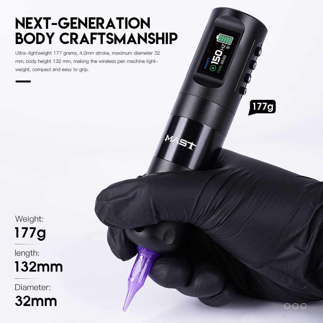 MAST Wireless Tattoo Pen Machine with 4.0MM Stroke Frequency Adjustable | Mast Wing