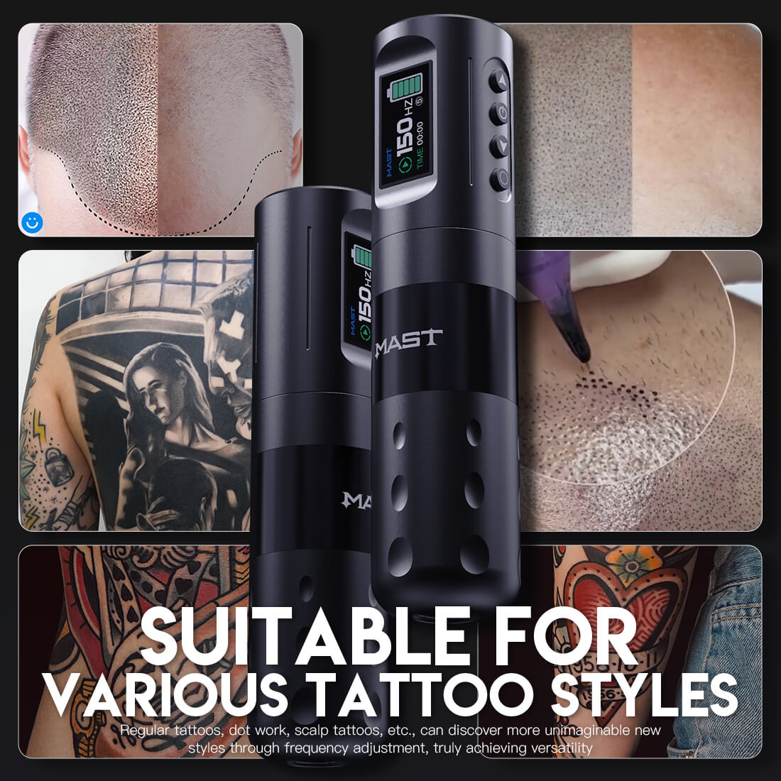 MAST Wireless Tattoo Pen Machine with 4.0MM Stroke Frequency Adjustable | Mast Wing