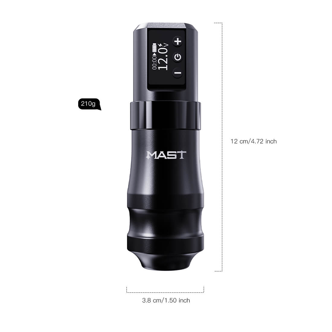 MAST Wireless Tattoo Pen Machine with 3.6MM Stroke Fast-Charging | Mast Mini (BLACK)