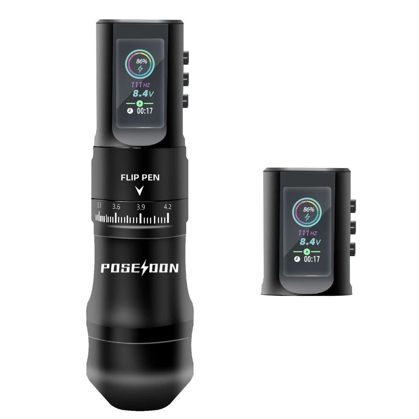 POSEIDON-YOLO ADJUSTABLE TATTOO BATTERY FLIP PEN with 2pcs Batteries