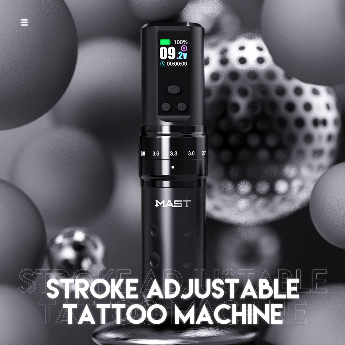 MAST Wireless Tattoo Pen Machine 2.4-4.2MM Strokes Length | Mast Fold 2 Pro (BLACK)