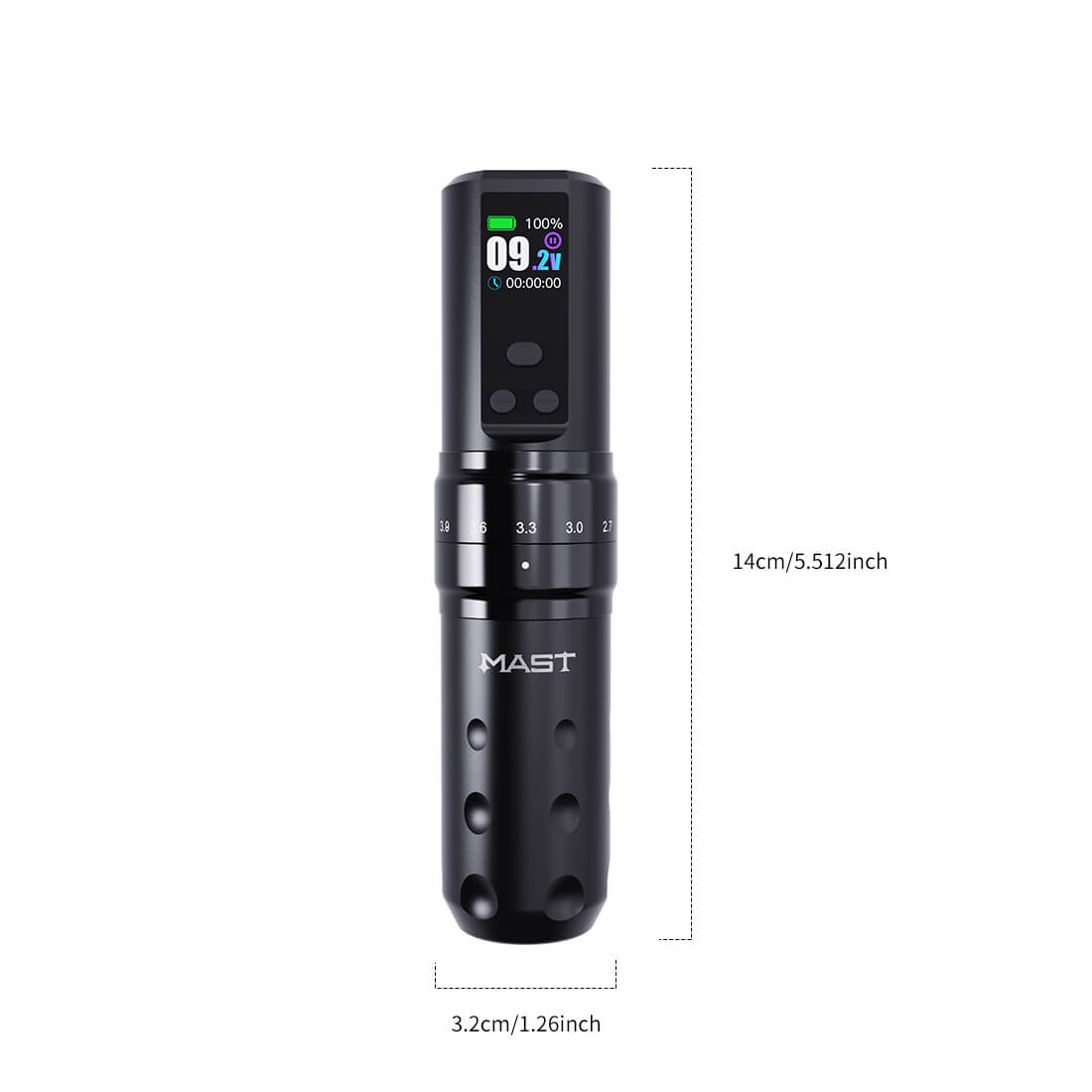 MAST Wireless Tattoo Pen Machine 2.4-4.2MM Strokes Length | Mast Fold 2 Pro (BLACK)